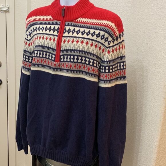 Izod XXL Zipper Front Red Blue White Gray Long Sleeve Winter Christmas Sweater - Picture 2 of 8